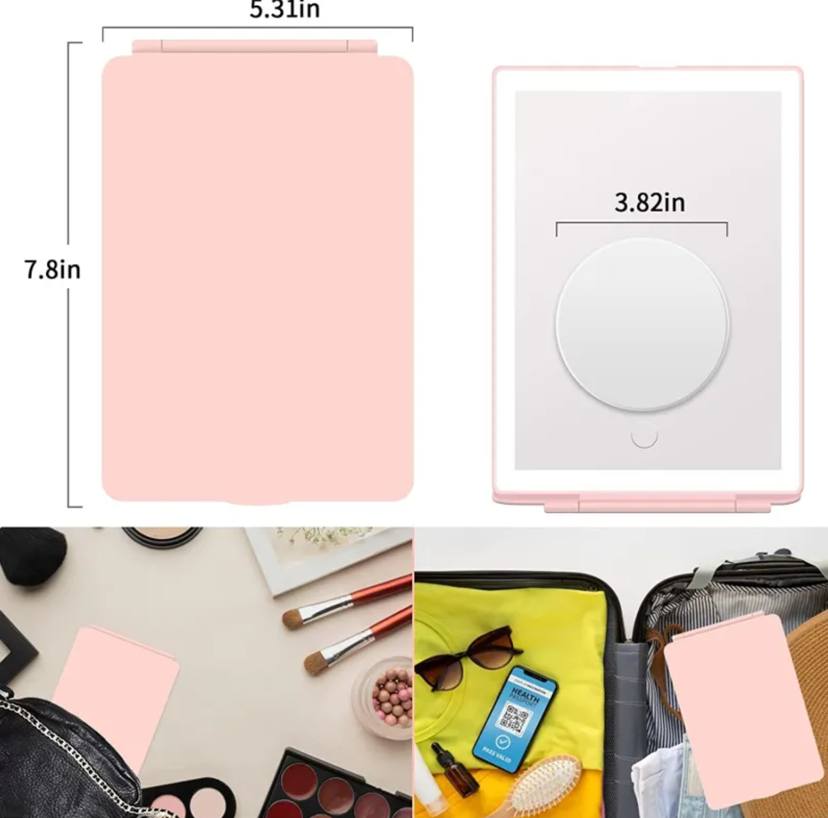 Petty Pet lighted vanity mirror - Foldable LED Touch Makeup Mirror