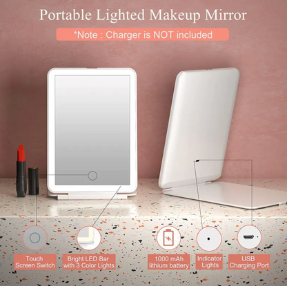 Petty Pet travel makeup mirror - Foldable LED Touch Makeup Mirror