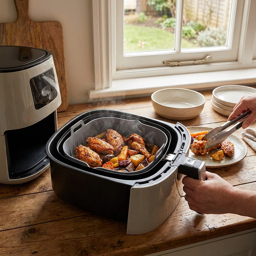 Foldable Silicone Air Fryer Baking Tray lifestyle