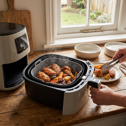 Foldable Silicone Air Fryer Baking Tray lifestyle
