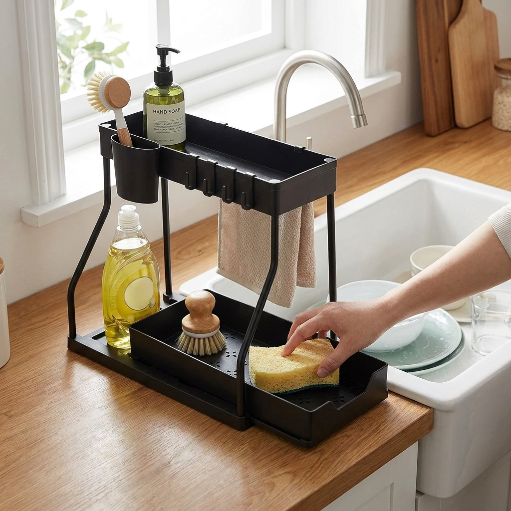 2-Tier Sink Organizer Rack lifestyle