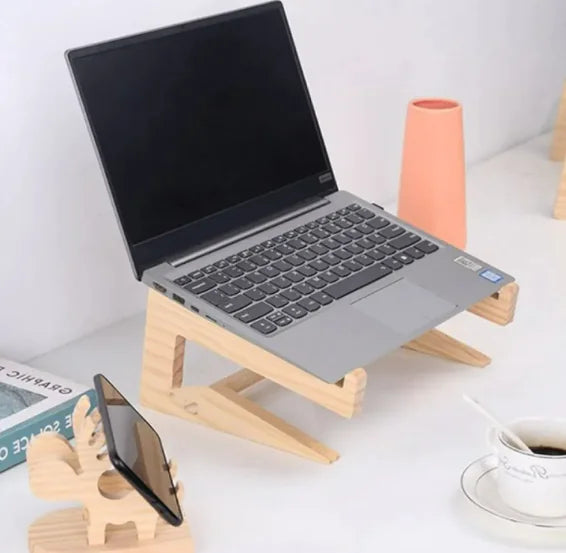 OakDesk Wooden Laptop and Phone Stand