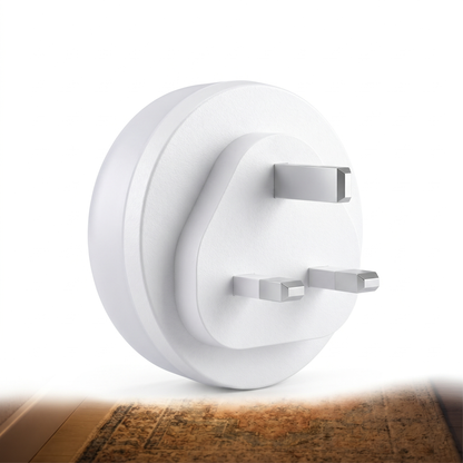 Petty Pet DuskSense Plug-In Night Light 62mm round white UK plug product photo on white background