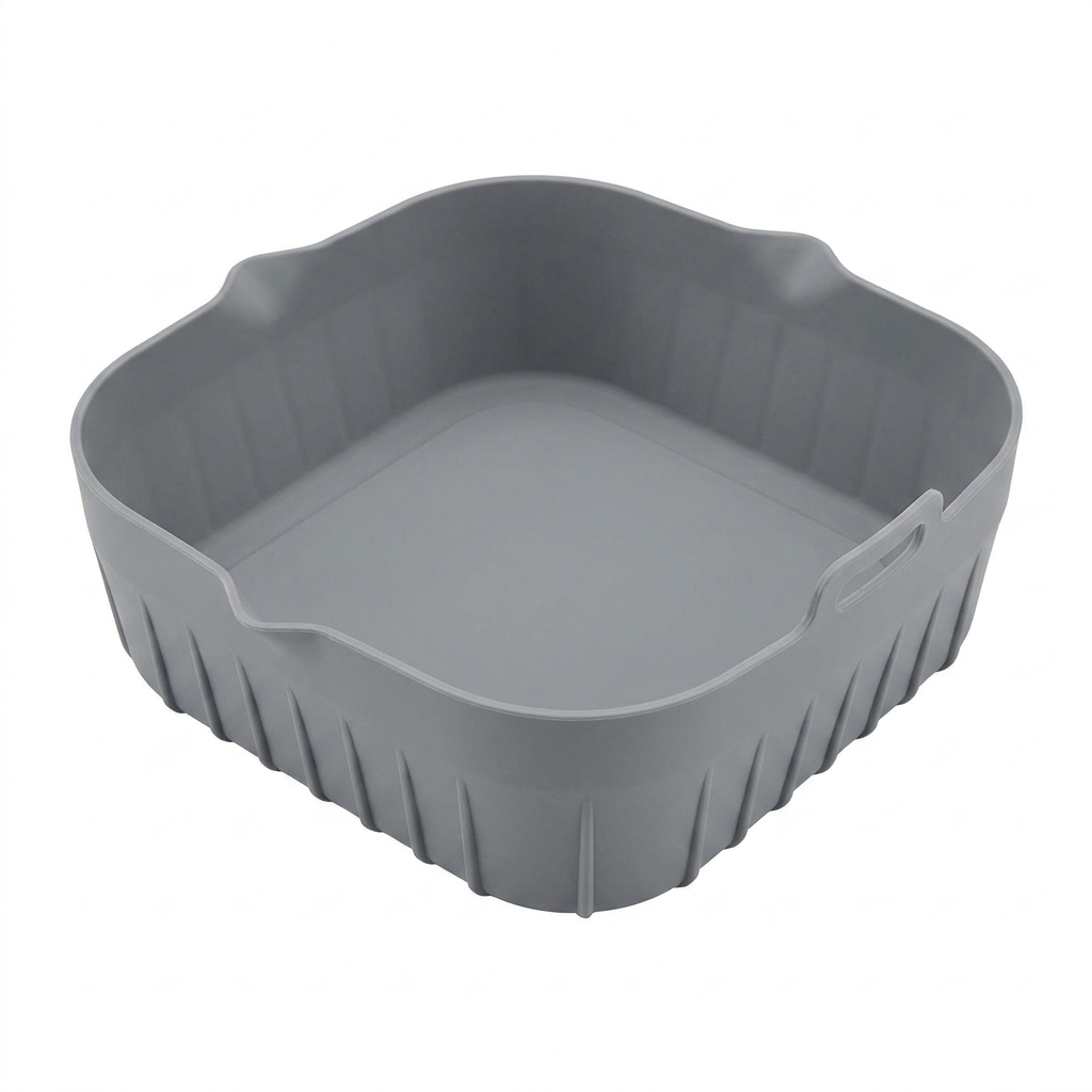 Petty Pet FlexFry Silicone Air Fryer Liner foldable grey reusable tray product photo on white background
