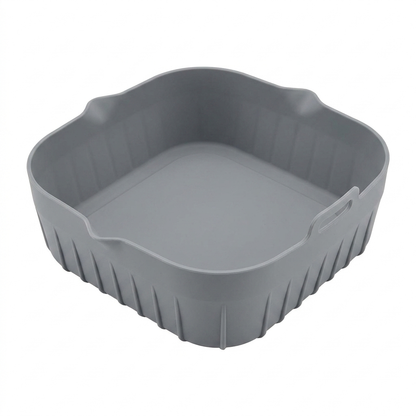 Petty Pet FlexFry Silicone Air Fryer Liner foldable grey reusable tray product photo on white background