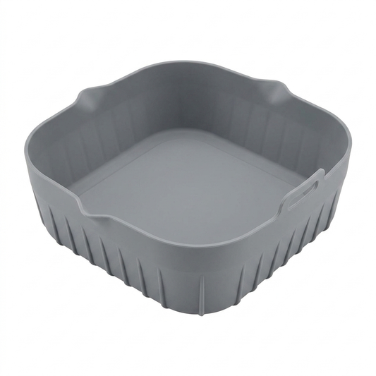 Petty Pet FlexFry Silicone Air Fryer Liner foldable grey reusable tray product photo on white background